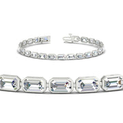 7.50 Carat Emerald Cut Diamond Bezel Tennis Bracelet